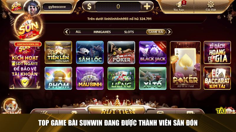 Top game bài Sunwin đang được thành viên săn đón