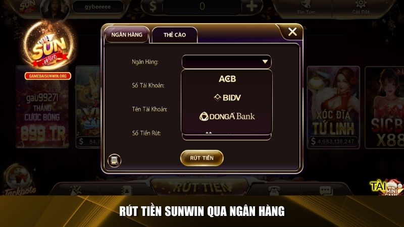 Rút tiền Sunwin qua ngân hàng